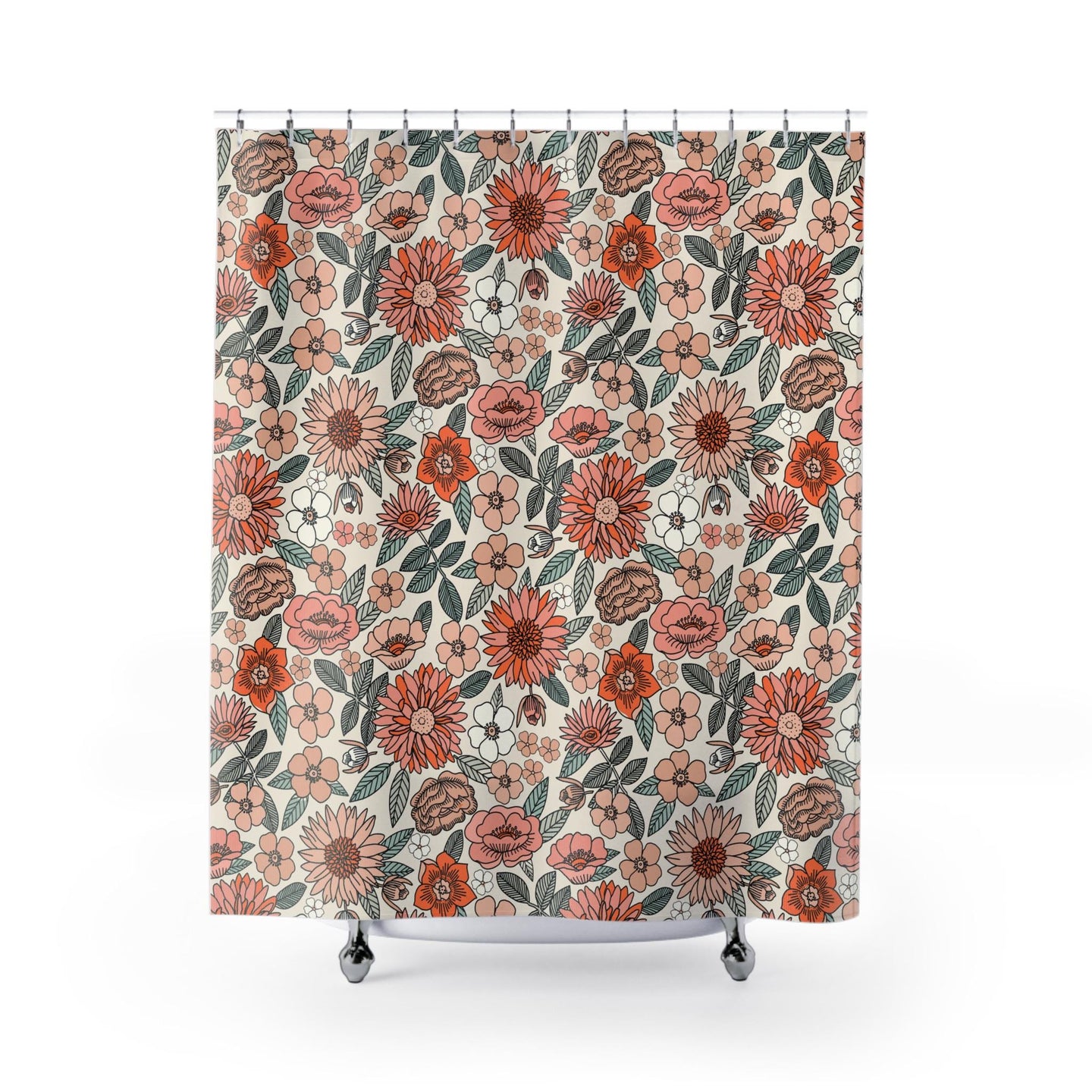 Boho Shower Curtain, shower curtain retro, shower curtain boho, custom shower curtain, vintage shower curtain, botanical shower curtain